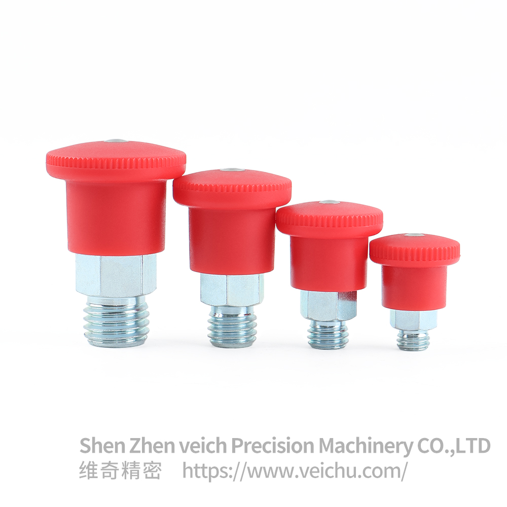 VCN218-C/MC Red Handle Carbon Steel Dowel Spring Loaded Plunger
