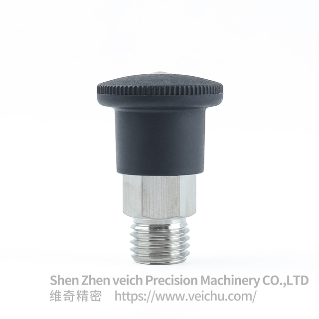 VCN218-CN /MCN Black Handle Stainless Stee Dowel Spring Loaded Plunger
