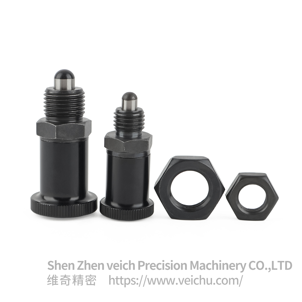 VCN214-BK-Carbon Steel Aluminum Knob Dowel Spring Loaded Plunger