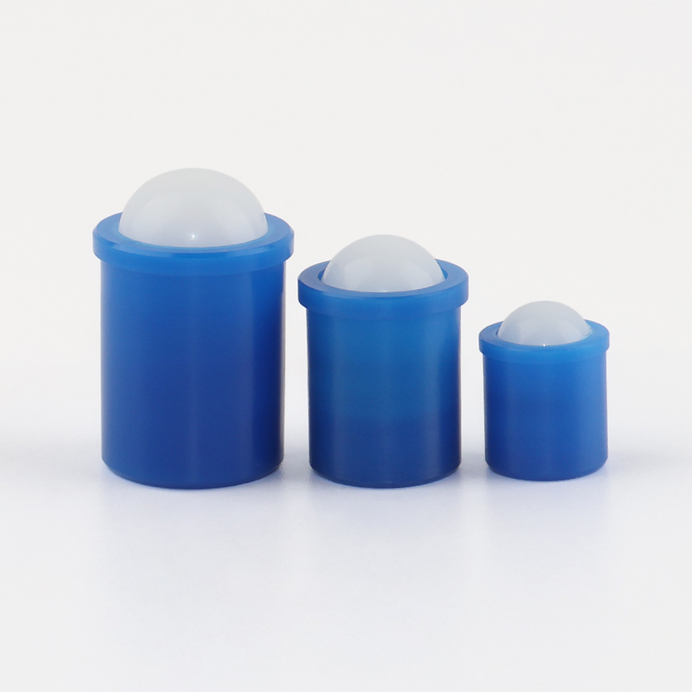 VCN410 Blue POM Ball Plunger - Press Fit,Flange