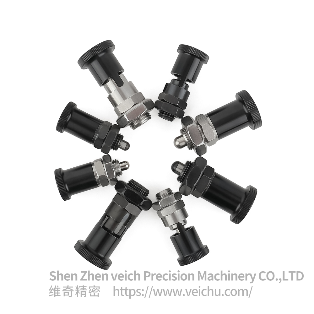 VCN214-BNK-Stainless Steel Aluminum Knob Dowel Spring Loaded Plunger