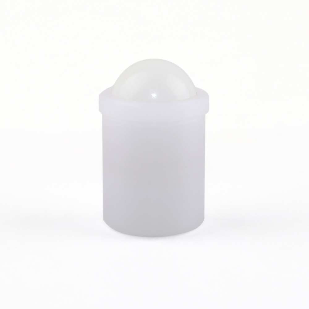 VCN410 White POM Ball Plunger - Press Fit,Flange