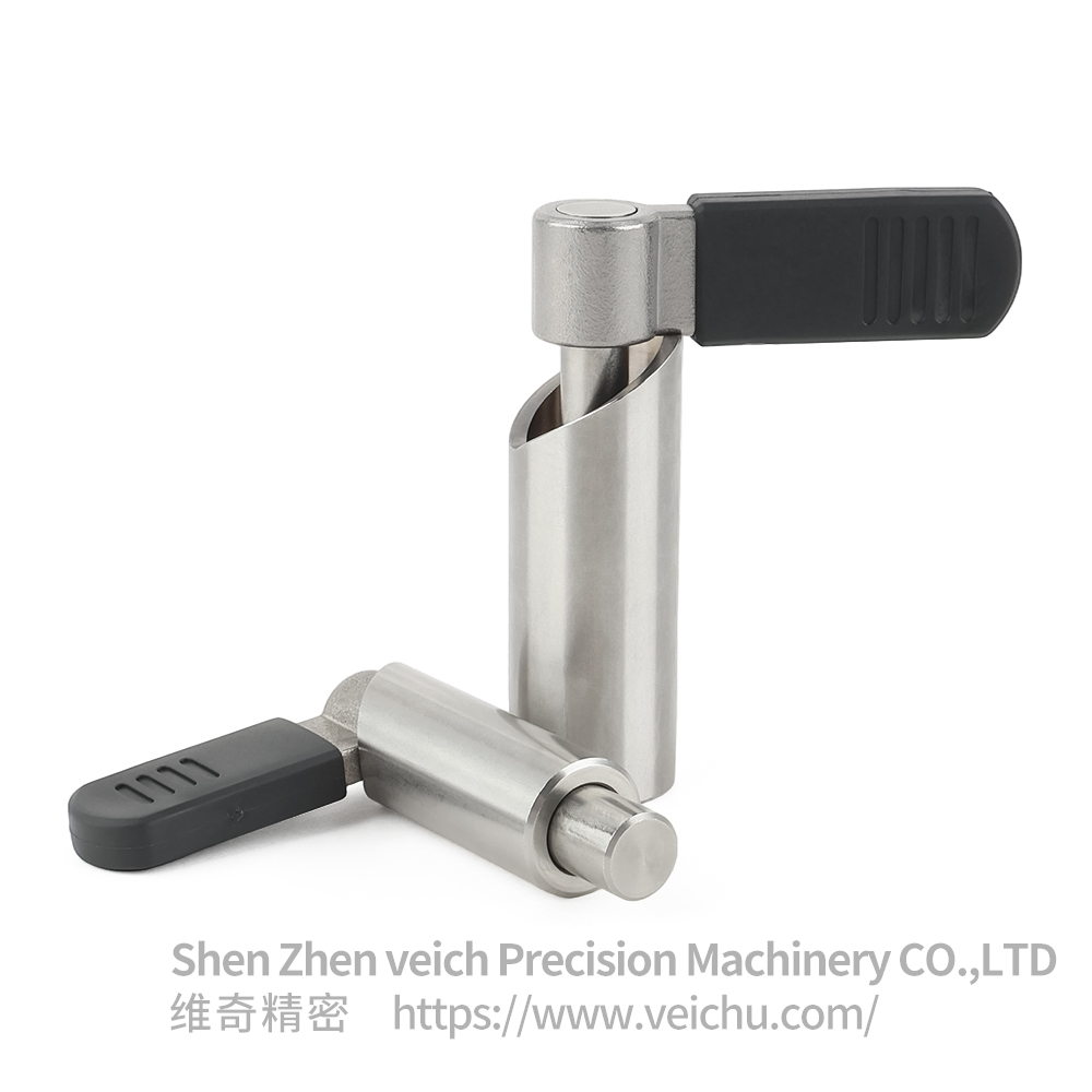 VCN228-BN Stainless Steel L Type Handle Non-Threaded Indexing Plunger with Lever Cap