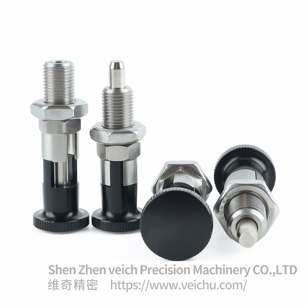 VCN210-CNK-Tapered Stainless Steel Aluminum Knob Hand-Retractable Plungers