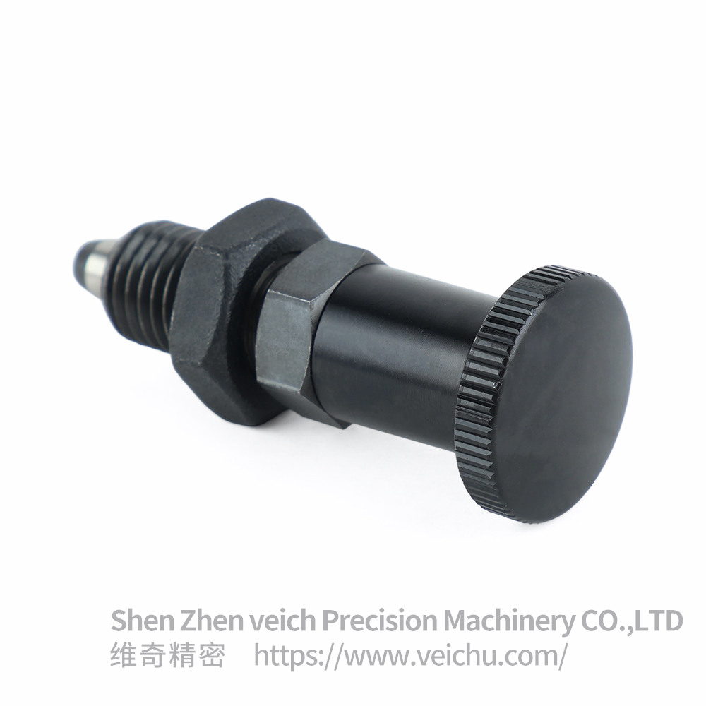 VCN210-BK-Tapered Pin Carbon Steel Aluminum Knob Return Type Indexing Plunger