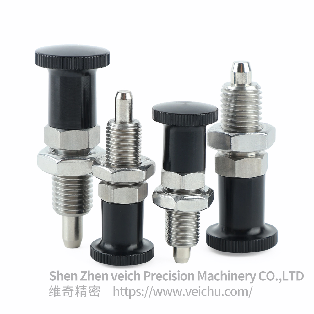 VCN210-BNK-Tapered Stainless Steel Aluminum Knob Hand-Retractable Plungers