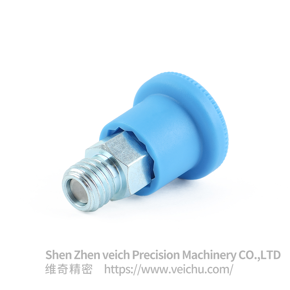 VCN218-C/MC Blue Handle Carbon Steel Self-locking Type Spring Plungers