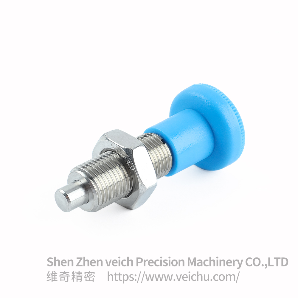 VCN219-BNK-Blue Nylon Knob Dowel Spring Loaded Plunger