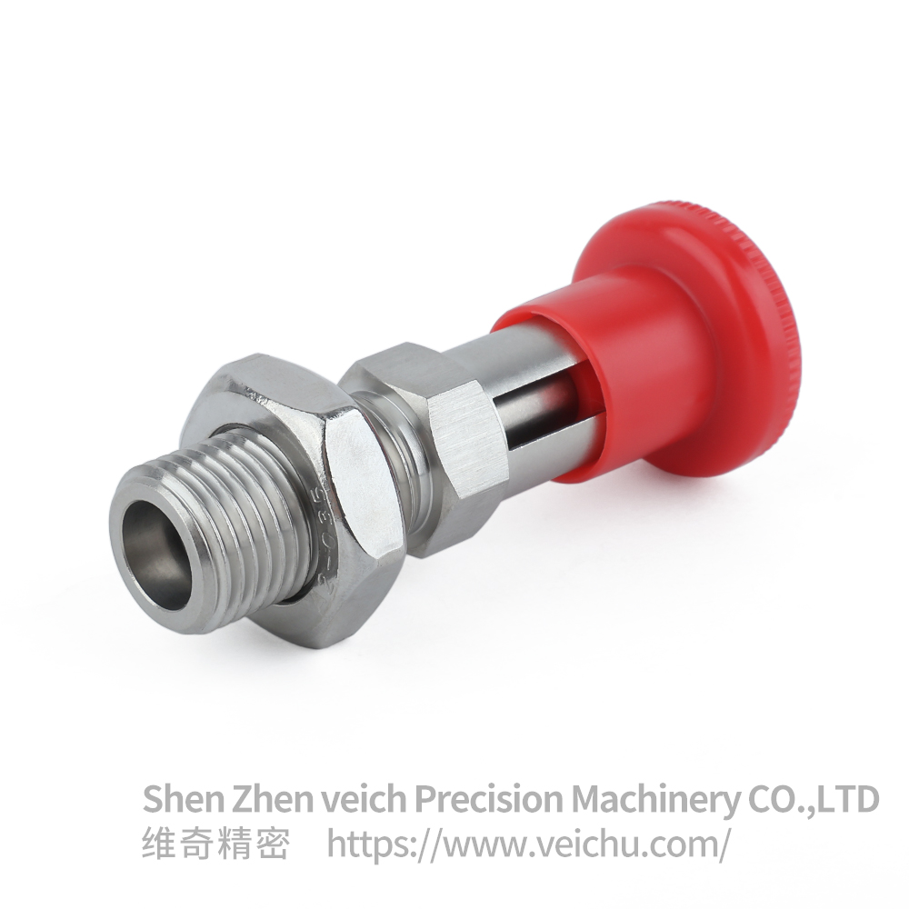 VCN221-CNK-Red Stainless Steel Nylon6 Knob Self-locking Indexing Plunger