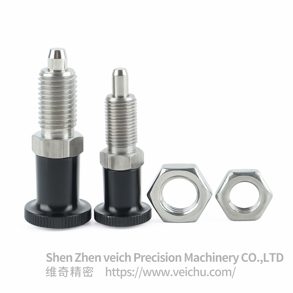 VCN210-BNK-Tapered Stainless Steel Aluminum Knob Hand-Retractable Plungers