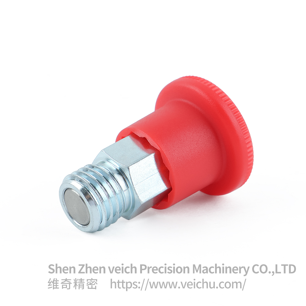 VCN218-C/MC Red Handle Carbon Steel Dowel Spring Loaded Plunger