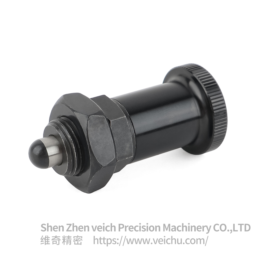 VCN214-BK-Carbon Steel Aluminum Knob Dowel Spring Loaded Plunger