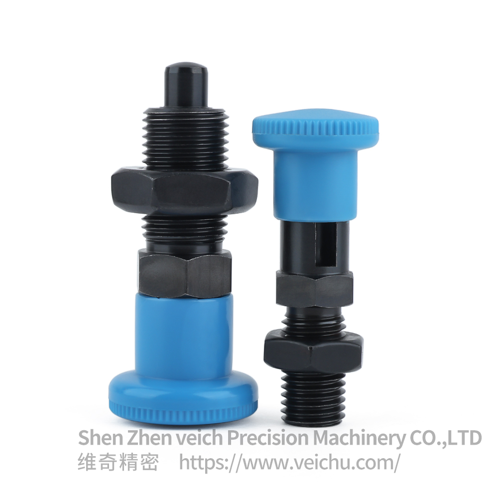 VCN221-CK-Blue Carbon Steel Nylon 6 Knob Pull Pin Spring Plunger