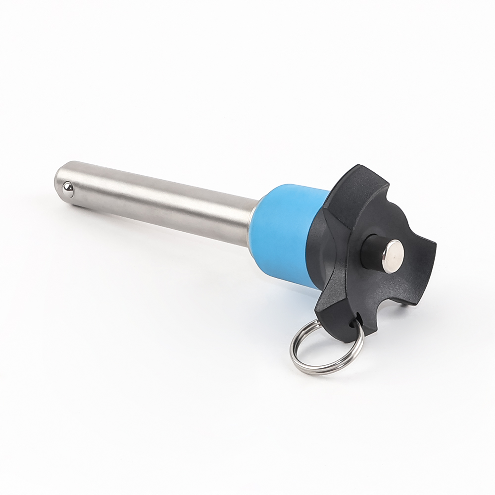 VCN120 Blue Handle Push Button Safety Ball Lock Pin