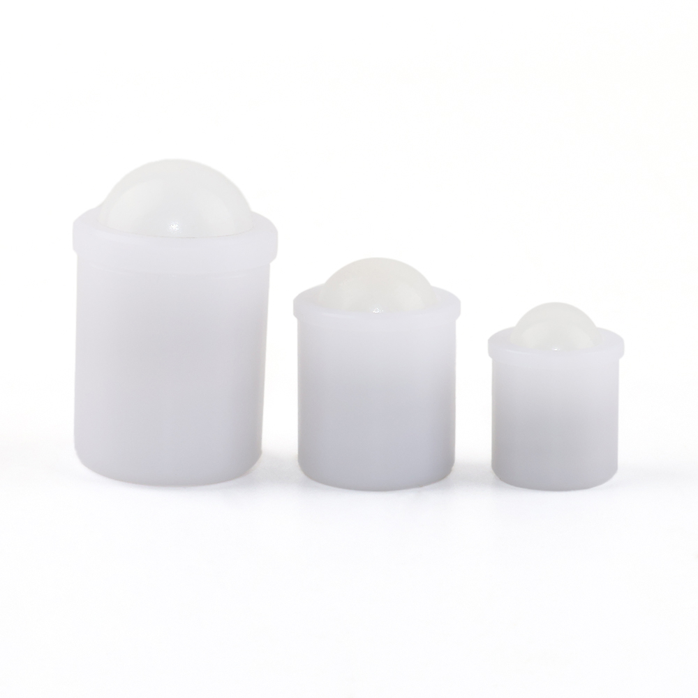 VCN410 White POM Ball Plunger - Press Fit,Flange