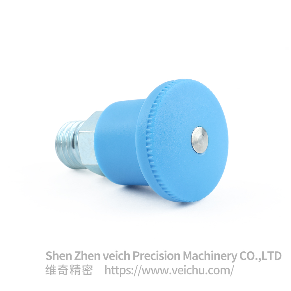 VCN218-C/MC Blue Handle Carbon Steel Self-locking Type Spring Plungers