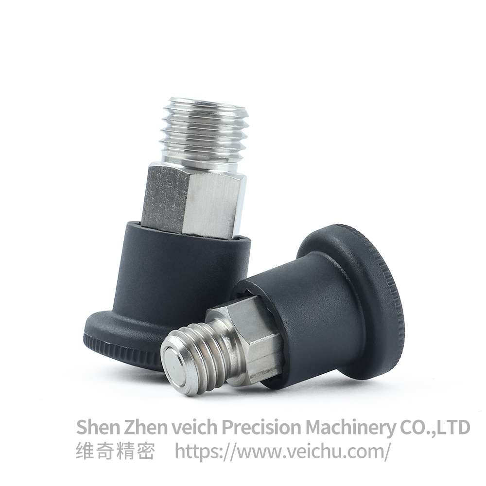 VCN218-CN /MCN Black Handle Stainless Stee Dowel Spring Loaded Plunger