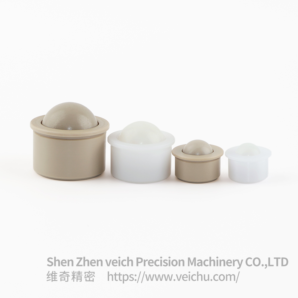VCN321 POM Product Introduction: This product features a roller ball constructed entirely from high-performance POM (Polyoxymethylene) engineering plastic. Designed as a monolithic polymer component, 