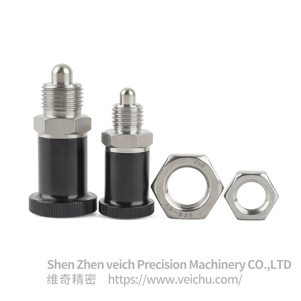 VCN214-BNK-Stainless Steel Aluminum Knob Dowel Spring Loaded Plunger