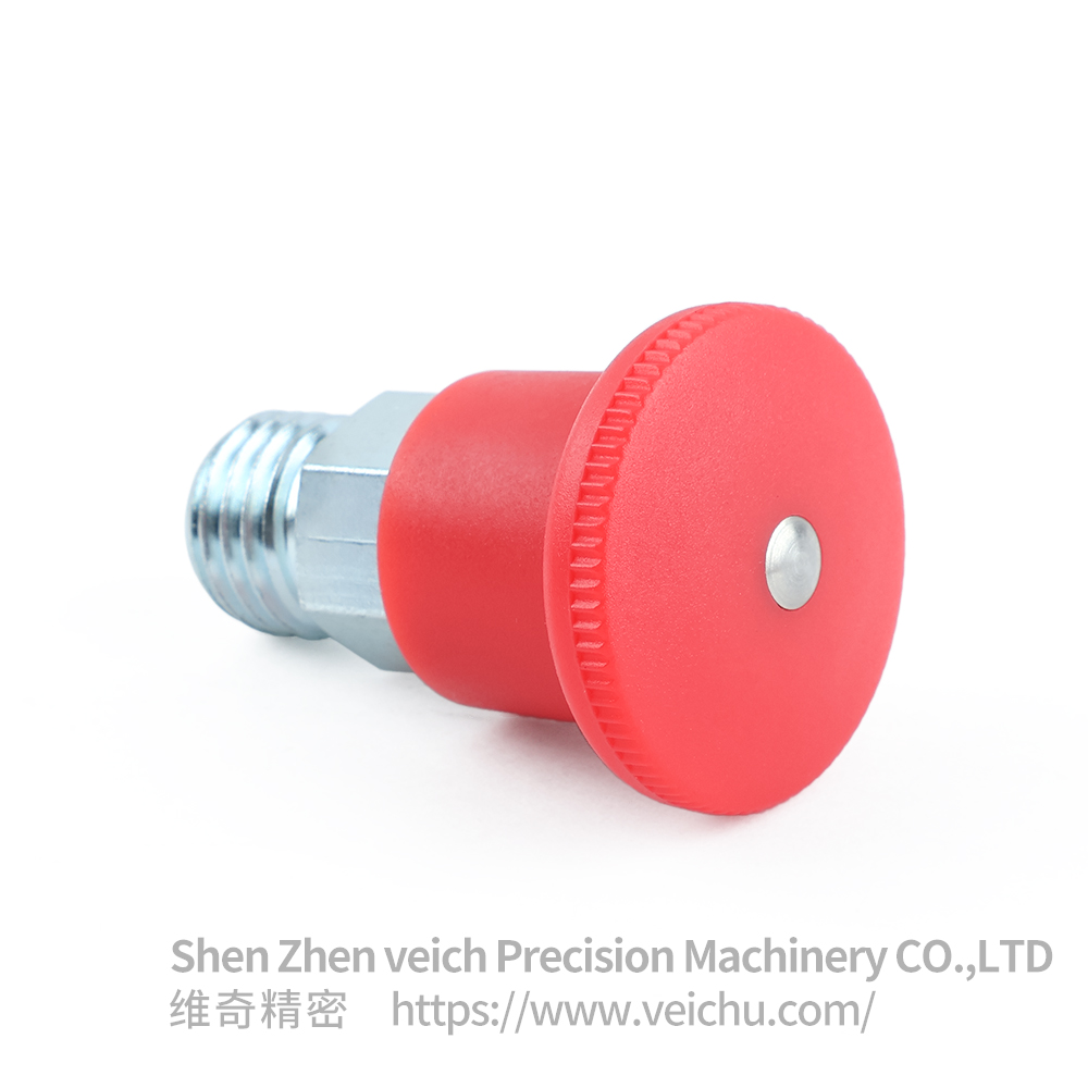 VCN218-C/MC Red Handle Carbon Steel Dowel Spring Loaded Plunger