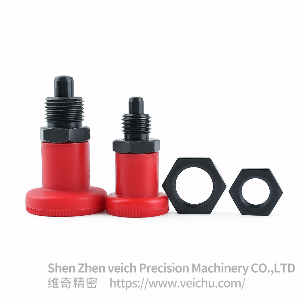 VCN216-BK-Red Carbon Steel Plastic Knob Sring plunger