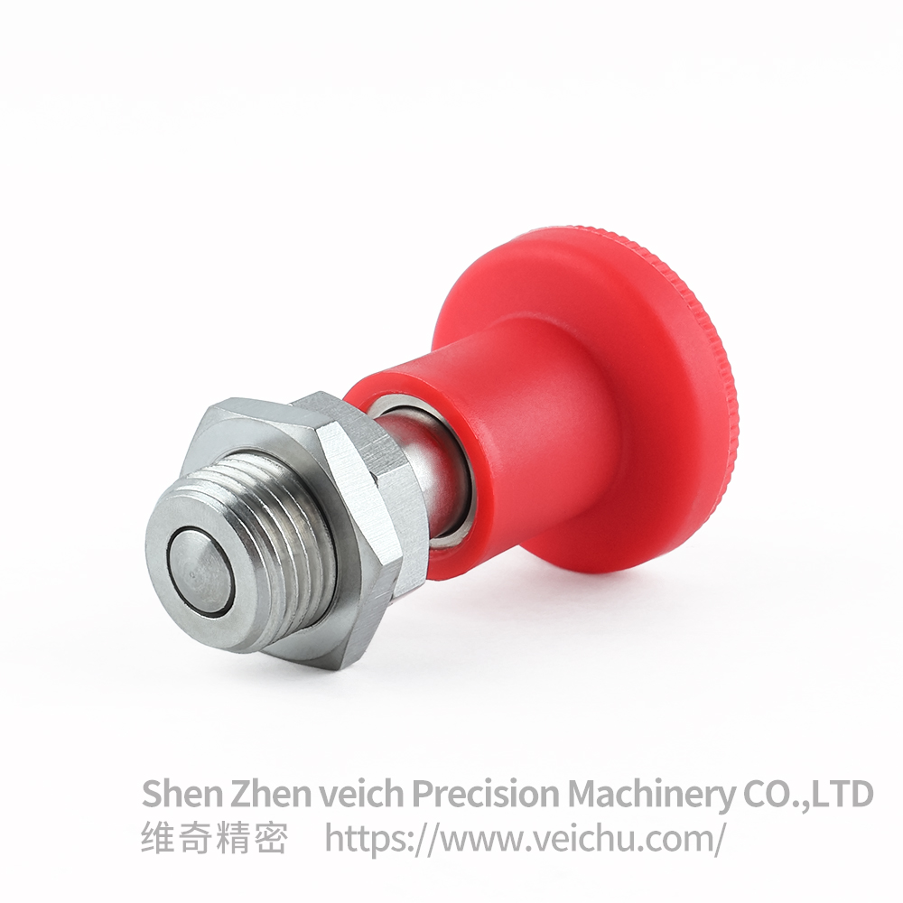 VCN216-CNK-Red Nylon KnobSpring Loaded Plunger