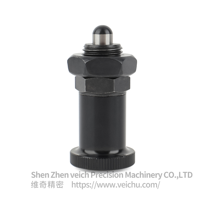 VCN214-BK-Carbon Steel Aluminum Knob Dowel Spring Loaded Plunger