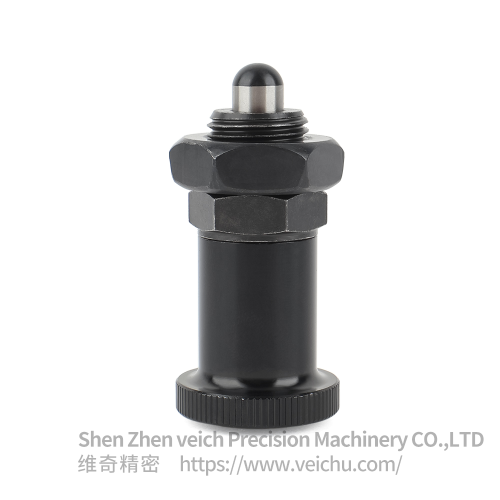 VCN214-BK-Carbon Steel Aluminum Knob Dowel Spring Loaded Plunger