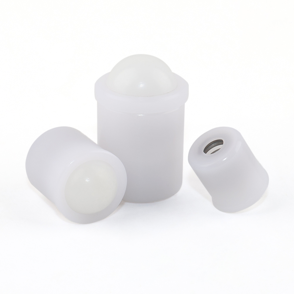 VCN410 White POM Ball Plunger - Press Fit,Flange