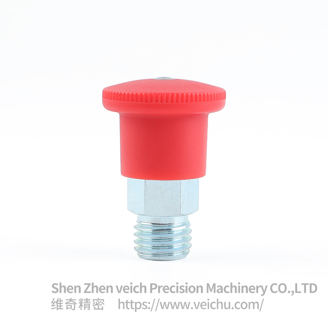 VCN218-C/MC Red Handle Carbon Steel Dowel Spring Loaded Plunger