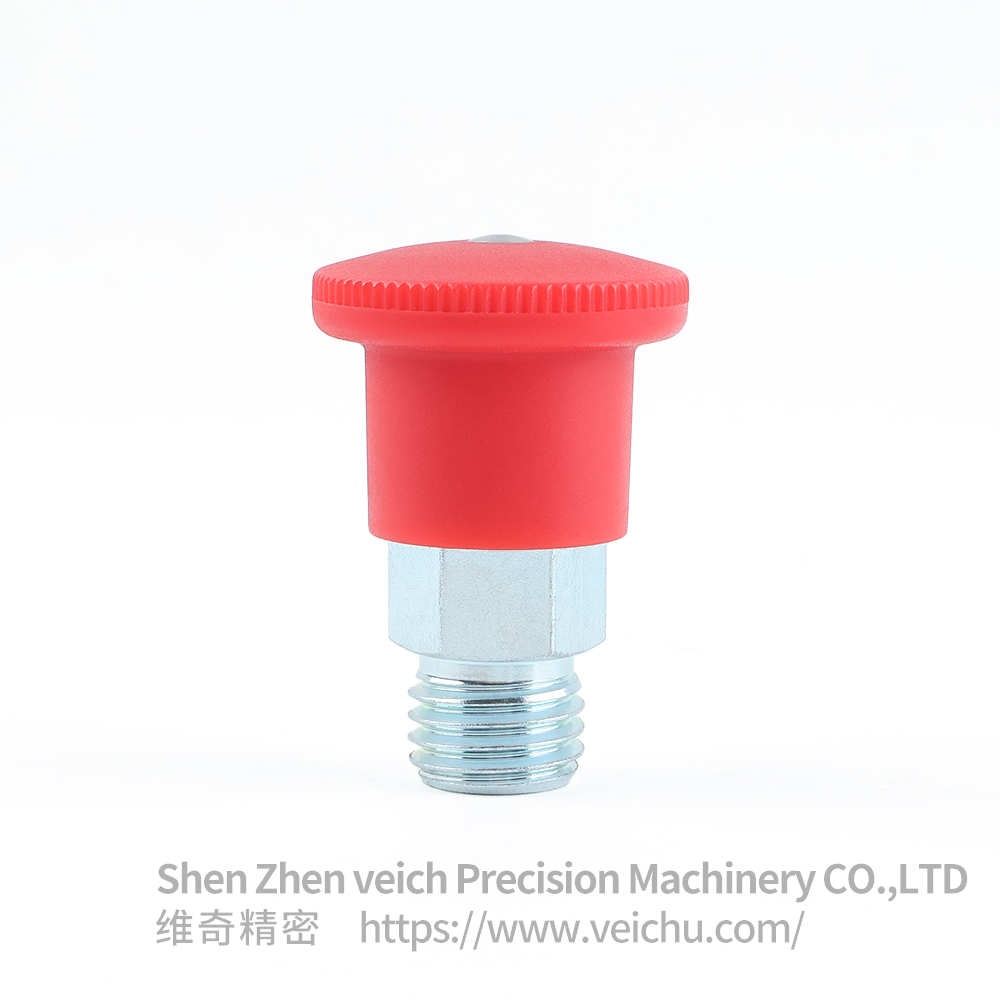 VCN218-C/MC Red Handle Carbon Steel Dowel Spring Loaded Plunger