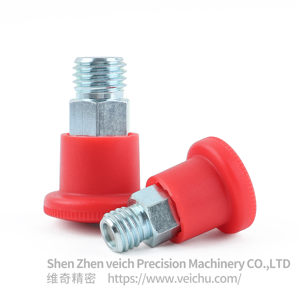 VCN218-C/MC Red Handle Carbon Steel Dowel Spring Loaded Plunger