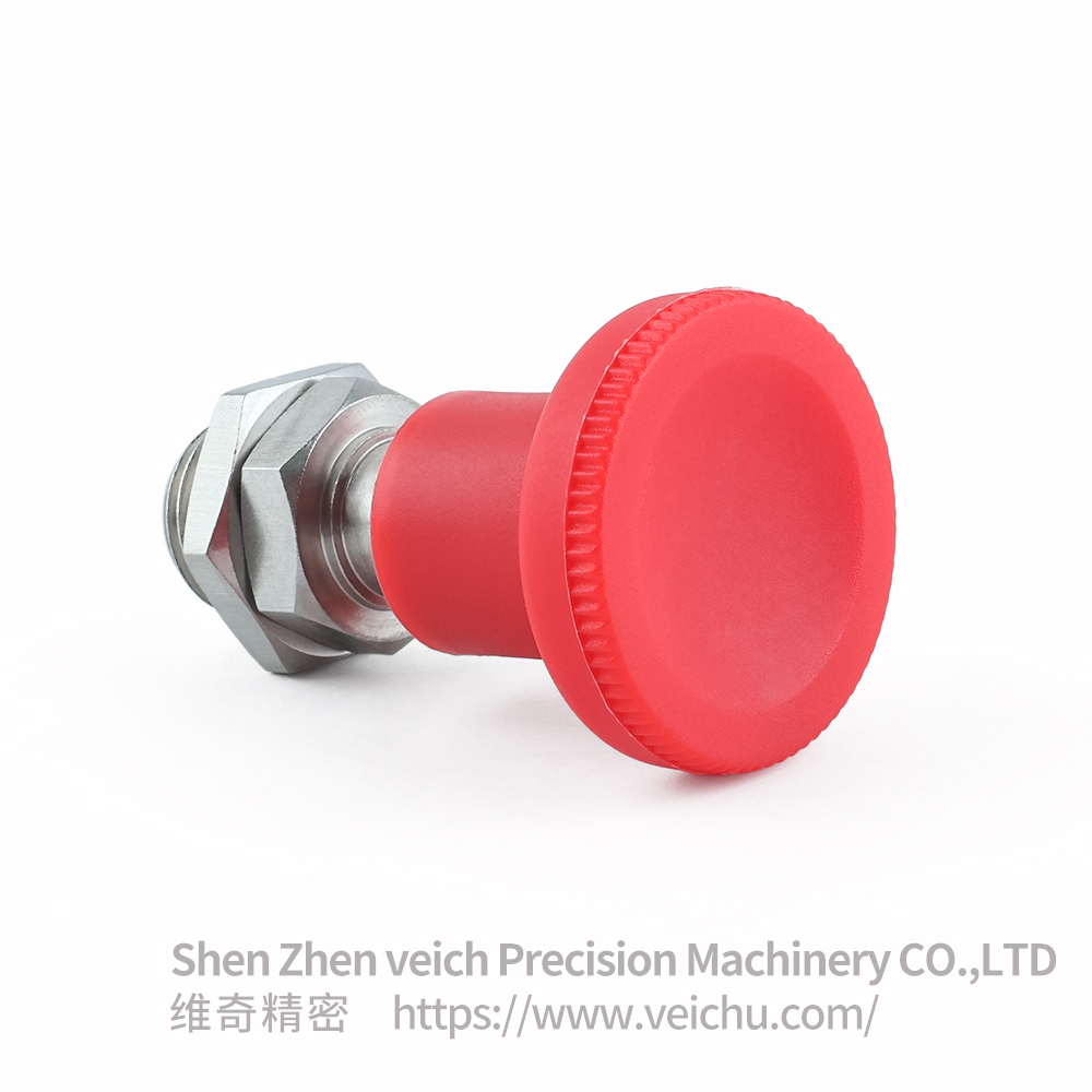 VCN216-CNK-Red Nylon KnobSpring Loaded Plunger