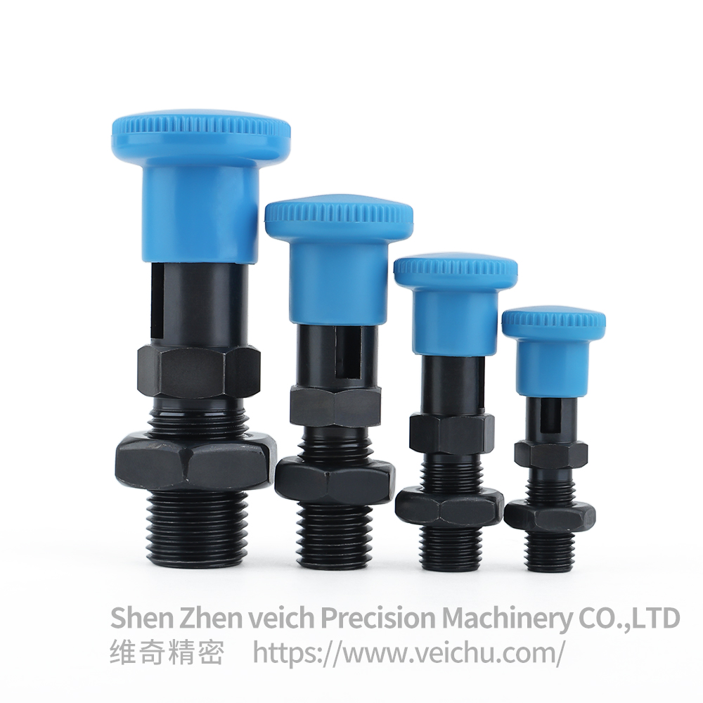 VCN221-CK-Blue Carbon Steel Nylon 6 Knob Pull Pin Spring Plunger