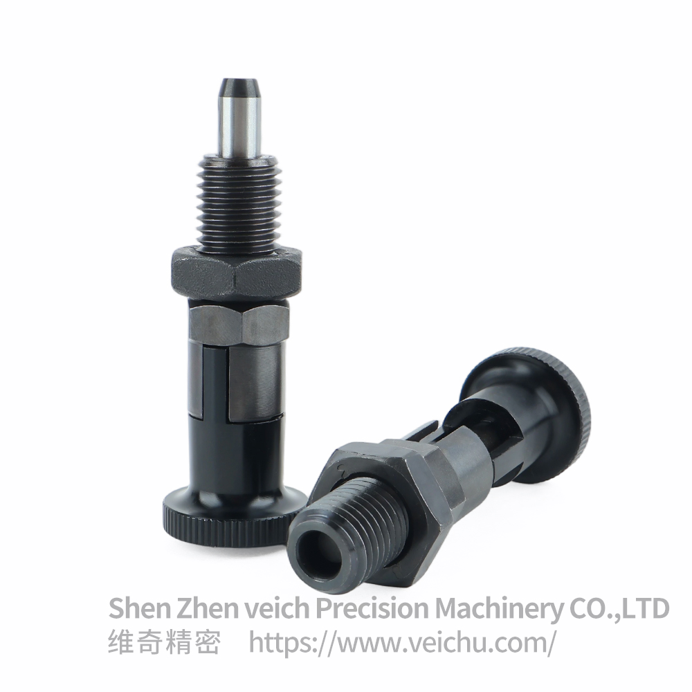 VCN210-CK-Tapered Pin Carbon Steel Aluminum Knob Rest Position Type Spring Plunger