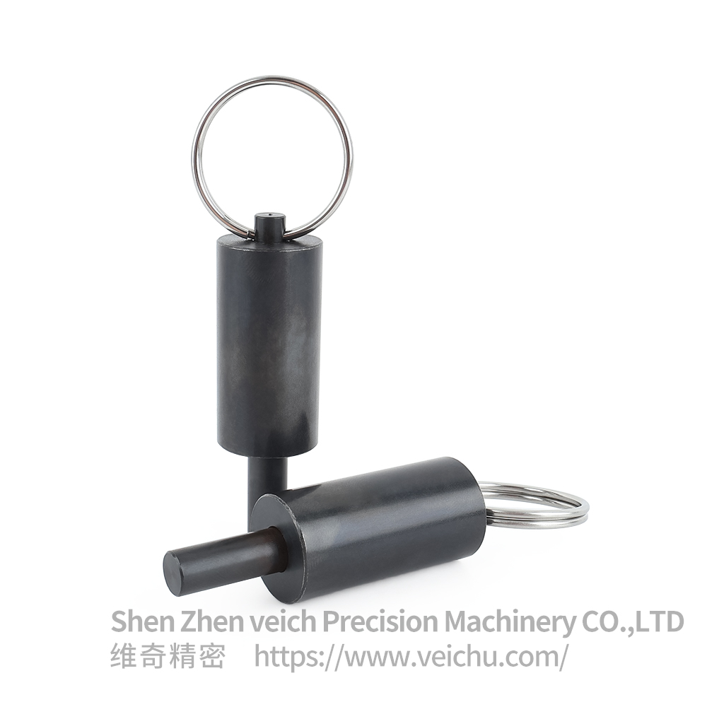 VCN237-L All Black Pull Ring Threadless Index Pin Index Plunger 