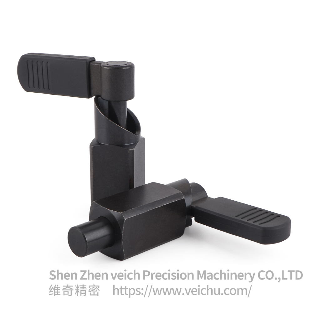 VCN256-BK Weldable L-Handle Carbon Steel All Black Spring Index Plunger
